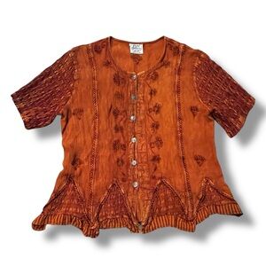 Cute Options Boho Top Tie Back Embroidered Hippie Gypsy Rayon Ren Fair Fairy